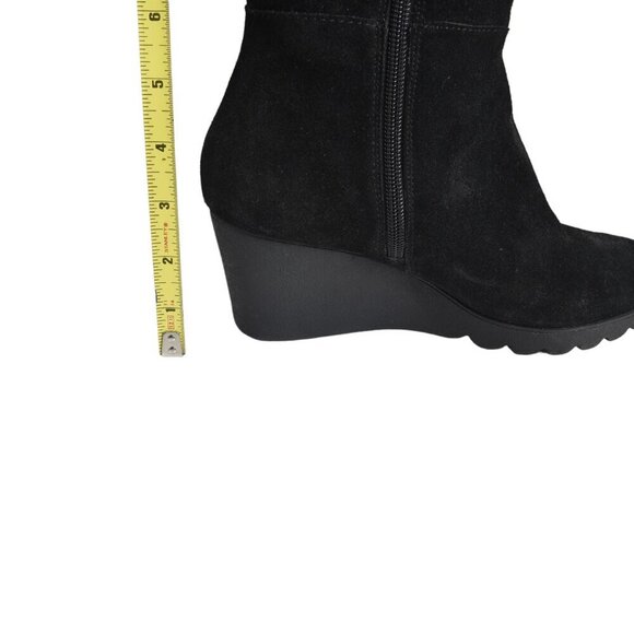 Donald J Pliner Black Suede Tall Boots Wedge Heel Knee High Platform Size 8 - Picture 9 of 13